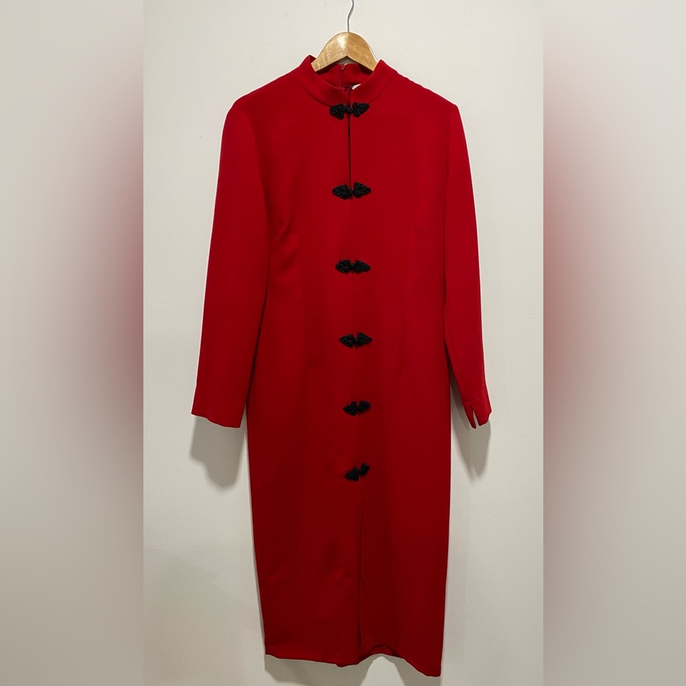 Zara red dress with black toggle buttons size L